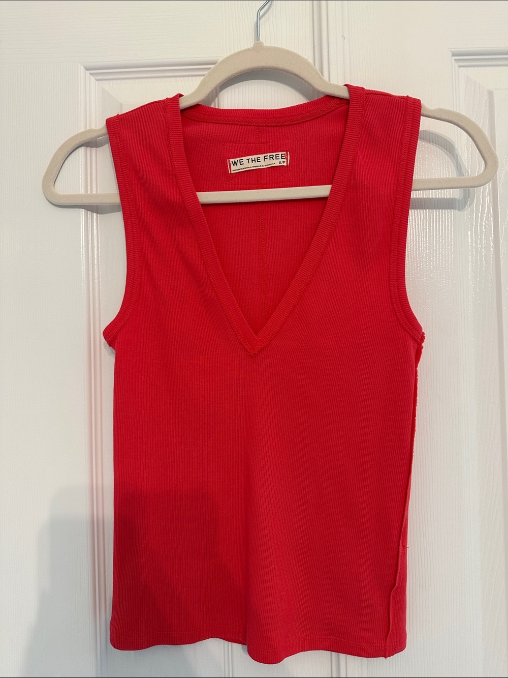 We The Free V-Neck Ribbed Tank in Red